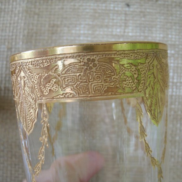 Vintage Tiffin Franciscan Art Nouveau Gold Encrusted Tumbler Set of 2 - Picture 8 of 16